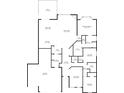 Detailed floorplan showcasing layout with primary bedroom, bedrooms, kitchen, deck, living room, and garage dimensions at 936 Plunkett Ave, Westfield, IN 46074