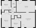 Open concept floor plan featuring kitchen, living room, bedrooms, and bathroom layouts at 3423 N Sadlier Dr, Indianapolis, IN 46226