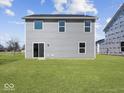 A level and spacious backyard with sliding glass doors leading into the home at 1033 Fuller Ln, Shelbyville, IN 46176