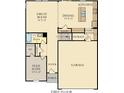 First floor plan featuring an open-concept design with a kitchen, great room, and a flex suite at 1517 Covington Blvd, Franklin, IN 46131