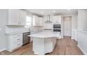 Well-lit kitchen with white cabinets, a large island, stainless steel appliances and a sleek modern design at 8445 Morgan Ln, Zionsville, IN 46077
