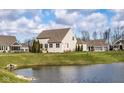 This home features a serene backyard and a large pond that allows for a relaxing view at 9559 Summer Hollow Dr, Fishers, IN 46037