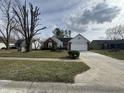 Charming single-story home features a manicured lawn, brick accents, and an attached two-car garage at 245 Suncrest Dr, Greenwood, IN 46143