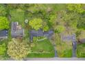 Expansive aerial view of a home with a sprawling yard and mature trees, providing a serene and private setting at 8510 N Park Ave, Indianapolis, IN 46240