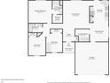 Detailed floorplan showcasing layout of bedrooms, bathrooms, kitchen, living spaces and garage at 1156 E Mill Run Blvd, Greenfield, IN 46140