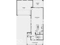 Floor plan showcasing the layout of the garage, great room, kitchen, powder room, and covered porch at 15982 Meadow Frost Ct, Fishers, IN 46037