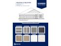 A front elevation of a new home with a two car garage, and selected finishes at 5899 Doorbell Ln, Greenwood, IN 46143