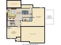 Basement floor plan with finished area, bathroom, unfinished storage, and mechanical area at 11654 Aubrey Ln, Fishers, IN 46040