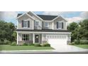 Charming two-story home featuring gray siding, a two-car garage, well-maintained lawn, and professionally landscaped front yard at 5777 Greenbrier Ct, Brownsburg, IN 46112