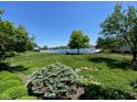Beautiful backyard featuring lush landscaping and lake views at 11967 Windpointe Pass, Carmel, IN 46033