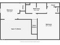 Detailed floor plan showcasing the layout of the bedrooms and bathroom at 3051 Arrow Wood Ln, Indianapolis, IN 46214