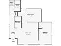 Layout showing the first floor, including the foyer, living room, bedroom, bathroom, laundry room, and bonus room at 5371 Lue Ann Ln, Mooresville, IN 46158