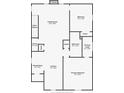 Layout showing the first floor, including the primary bedroom, bathroom, kitchen, dining room, and Gathering room at 5371 Lue Ann Ln, Mooresville, IN 46158