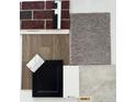 Selection of interior materials including brick, carpet, flooring, cabinetry, and paint samples at 4738 E Shadowbrook Dr, Camby, IN 46113