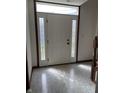 Inviting foyer with decorative glass sidelights and overhead transom window allowing natural light at 6816 Russett Dr, Plainfield, IN 46168