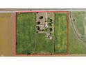 Aerial view of the property highlighting the layout of the acreage and surrounding fields at 3451 N County Road 100 E, Danville, IN 46122