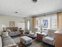 Comfortable living room featuring neutral tones, large windows, and a cozy seating arrangement with decor at 110 Jordan Ct, Martinsville, IN 46151
