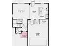 Floor plan featuring an open-concept layout with kitchen, dining, great room, and a 2-car garage at 8706 Hollander Dr, Camby, IN 46113