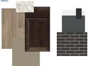 Home design material selections with flooring, counter tops, cabinets, and brick samples at 8706 Hollander Dr, Camby, IN 46113