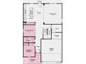 Open-concept first floor plan featuring a spacious layout and guest bedroom at 8710 Hollander Dr, Camby, IN 46113