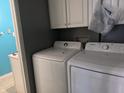 Modern laundry room equipped with a new Samsung washing machine, and ample storage space at 1016 Alden Dr, Fortville, IN 46040