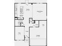 Open floor plan showcasing the kitchen, dining area, great room, and garage at 1924 White Oak Ln, Shelbyville, IN 46176