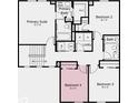 Layout for the second story which includes a primary suite, secondary bedrooms, and a bathroom at 1952 White Oak Ln, Shelbyville, IN 46176