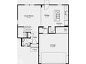 Floor plan showing the kitchen, great room, dining area, foyer, powder room, and garage at 1952 White Oak Ln, Shelbyville, IN 46176