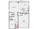 Detailed first-floor floor plan showing the kitchen, living room, and garage layout at 8726 Hollander Dr, Camby, IN 46113