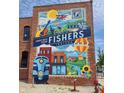 Colorful mural featuring local landmarks and history, celebrating the town of Fishers, Indiana at 8194 Bostic Ct, Fishers, IN 46038