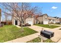 Attractive home with a manicured lawn, a one-car garage, and a blossoming tree in the front yard at 8808 Hosta Way, Indianapolis, IN 46113