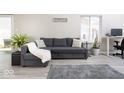 Well-lit living room showcasing a comfortable sofa, stylish rug, and modern decor at 2421 Grand Fir Dr, Greenwood, IN 46143