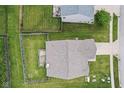 Aerial view of fenced backyard with wooden deck and a view of neighboring yards at 10522 Hunters Crossing Blvd, Indianapolis, IN 46239