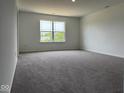 Bright bedroom featuring plush carpet, neutral walls, and a large window with green view at 211 Ames Dr, Whiteland, IN 46184