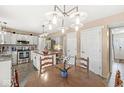 View of the kitchen with white cabinets, a stainless steel range, and a center island and breakfast area at 719 Hohlier Ln, Avon, IN 46123