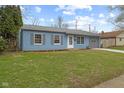 Charming blue single-story home with a well-maintained lawn and gray trim at 3407 Allison Ave, Indianapolis, IN 46224