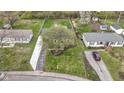 An aerial view showcasing the property, its landscaping, and the surrounding neighborhood at 2210 Douglas Rd, Indianapolis, IN 46220