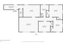 Floor plan showcasing the layout of the main level including kitchen, bathroom, and bedrooms at 318 Winfield St, Greenfield, IN 46140