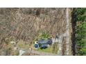 An aerial shot showcasing the expansive property with pool, surrounded by lush greenery and mature trees at 1037 E Woodall Ct, Martinsville, IN 46151