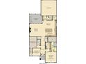 First floor plan featuring a kitchen, great room, bedrooms, owner's suite, garage, and covered patio at 15384 Cardonia Rd, Fishers, IN 46037