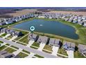 Aerial view of a residential area with a lake and green spaces at 8853 Boylan Pl, Pendleton, IN 46064