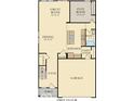 First floor plan featuring an open-concept kitchen, dining and living space and a garage at 3326 Wetherby Pl, Danville, IN 46122