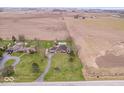 Expansive aerial view showcases a house with a private pool, surrounded by lush greenery and open fields at 4223 W State Road 234, McCordsville, IN 46055