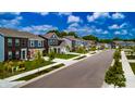 Inviting street view features new homes, sidewalks, manicured lawns, and trees for a welcoming neighborhood feel at 325 Atlas Dr, Lebanon, IN 46052