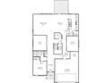 Layout of the first floor of a new home build, with kitchen, living spaces, and garage at 1056 Stubble Run, Danville, IN 46122