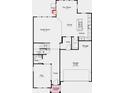 Layout of the first floor including flex room, powder room, kitchen, dining room, sun room and 2 car garage at 4774 E Summerfield Dr, Camby, IN 46113