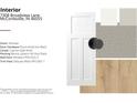 Selection of interior finishes: doors, door hardware, carpet, flooring, wall paint, and trim paint at 7308 Broadview Ln, McCordsville, IN 46055