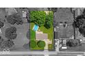 A map view outlines the home, property lines, in ground pool, outbuildings, and the surrounding neighborhood at 11054 N Shelby 490 W, New Palestine, IN 46163