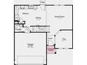 Open-concept first floor layout with kitchen, dining, and great room, plus a two-car garage at 1147 Stubble Run, Danville, IN 46122