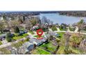 An aerial view of the house showing the surrounding neighborhood and backyard at 1280 Casco Bay Cir, Cicero, IN 46034